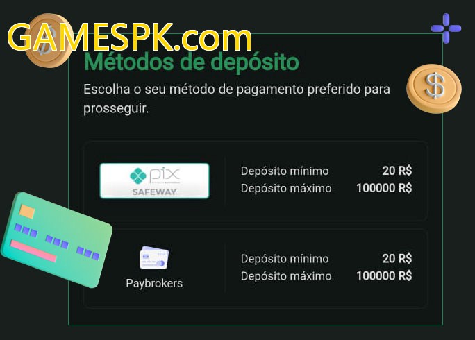 O cassino GAMESPK.combet oferece uma grande variedade de métodos de pagamento